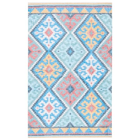Safavieh 3 x 5 ft. Saffron Rectangle Hand Loomed Area RugBlue & Aqua SFN560M-3